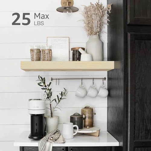 QEEIG Bathroom Floating Shelves for Wall - 15.7" Wall Mounted Shelf Over Toilet Farmhouse Home Decor Display Bookshelf Small 15.7 x 6.7 inch Set of 2, Natural (008-40N)