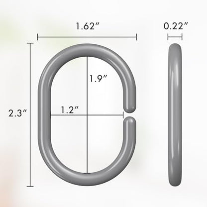 Amazer Grey Shower Curtain Hooks Rings, 24 Pcs Plastic Shower Curtain Rings, Plastic Shower Curtain Hooks for Bathroom Shower Rod, Grey Shower Hooks for Bathroom