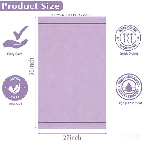 2-Pack Microfiber Bath Towels (27x54 Inches) - Ultra Soft & Quick Dry, 3X Absorbency, Lightweight for Gym, Yoga, Travel & Spa - Perfect for Home, Fitness & Post-Workout