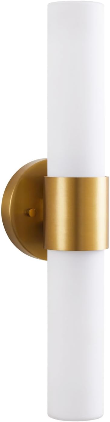 18 Inch Modern Gold Vanity Wall Sconce with Frosted Glass Shades | Mirror for Bathroom Bedroom Living Room Hallway Decor