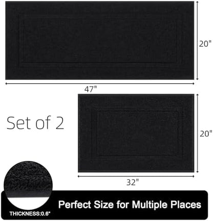 SHACOS Soft Microfiber Bathroom Rugs Set of 2 Pieces, Black