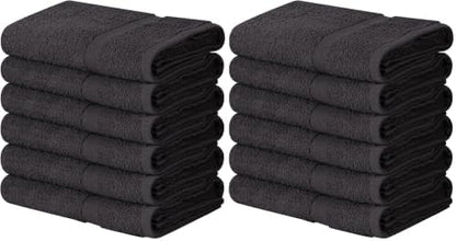 Towel and Linen Mart 100% Cotton Grey 12 Pack Medium Bath Towel Set, Quick Dry, Super Absorbent, Light Weight, Soft Feel, Premium Towels for Hotel, Spa and Bathroom (24 X 48 12 Pack, Grey)