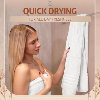 CORE 4-Piece Cotton Bath Towels for Bathroom | Value Pack, Soft, Absorbent, Quick-Dry, Lightweight, Minimalist, 27x54 in, White