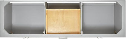 DKB Olivia 72-Inch Grey Double Bathroom Vanity, 1.5-Inch Edge Italian Carrara Marble Countertop & Backsplash, Rectangular Sinks, 4 Soft Closing Doors, 3 Dovetail Drawers, Open Shelf, Brushed Nickel