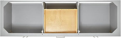 ARIEL Magnolia 72-inch Bathroom Vanity with Sink,Solid Wood, 0.75-inch Italian Carrara Marble Countertop, Double Rectangular Porcelain Sink, 4 Soft Closing Doors, 3 Dovetail Drawers, Grey