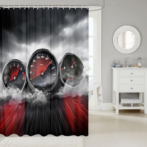 Feelyou Car Waterproof Shower Curtain - Race Car Fabric Bathroom Curtain for Kids Boys Girls - Cool Extreme Sports Theme with Hooks - Luxury Automobile Style Decor, 72x78 Inches