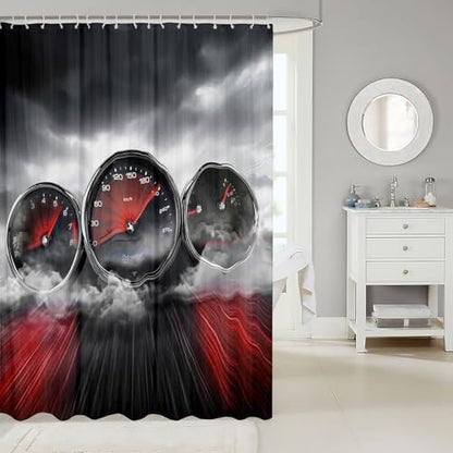 Car Waterproof Shower Curtains Race Car Fabric Bathroom Shower Curtain for Kids Boys Girls Cool Extreme Sports Theme Shower Curtain with Hooks Luxury Automobile Style Decor Curtain,72x72 Inches