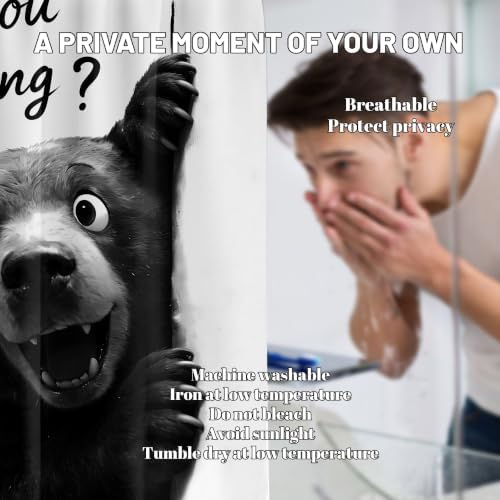 Small Stall Shower Curtain Rv Funny Black Bear, 36 x 72 Inchs