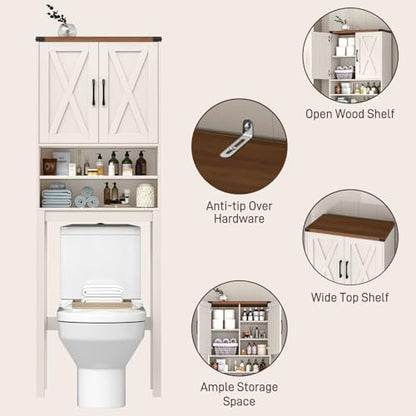 Vabches Over The Toilet Storage Cabinet with Adjustable Shelf, White