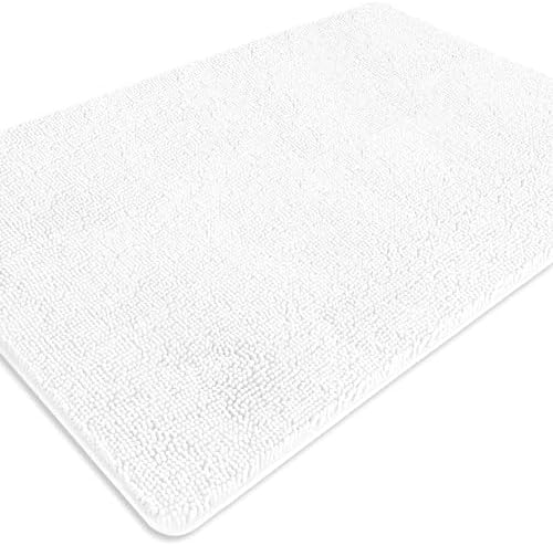 Bathroom Rugs 40 x 60 Inch – Extra Large Bath Mat | Absorbent and Washable Thick Chenille Bath Rugs Non-Slip Runner Rug for Bathroom, Shower, Tub(White)