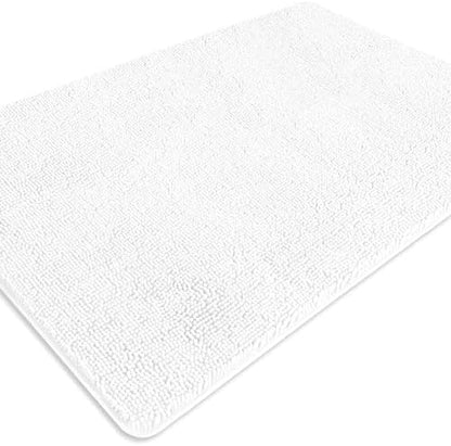 Bathroom Rugs 40 x 60 Inch – Extra Large Bath Mat | Absorbent and Washable Thick Chenille Bath Rugs Non-Slip Runner Rug for Bathroom, Shower, Tub(White)