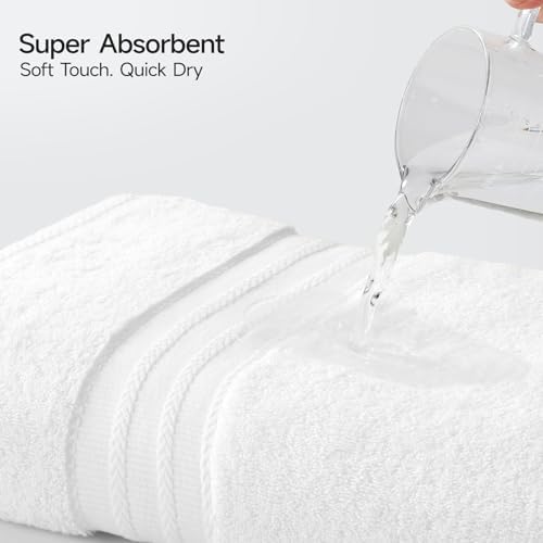 REDKISS 8 Piece White Towels Set, 100% Cotton Luxury Towel 600 GSM