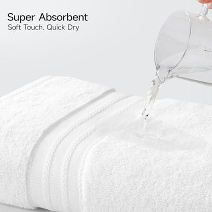 REDKISS 8 Piece White Towels Set, 100% Cotton Luxury Towel 600 GSM