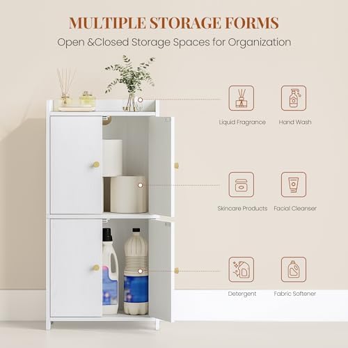 HEXCELEN Small Storage Cabinet, Modern Minimalism, White