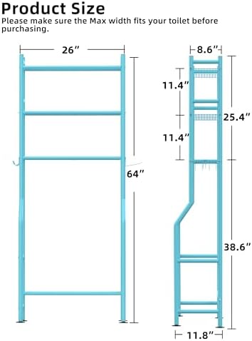 Livilord 3-Tier Over Toilet Storage, Anti-Tip, Blue