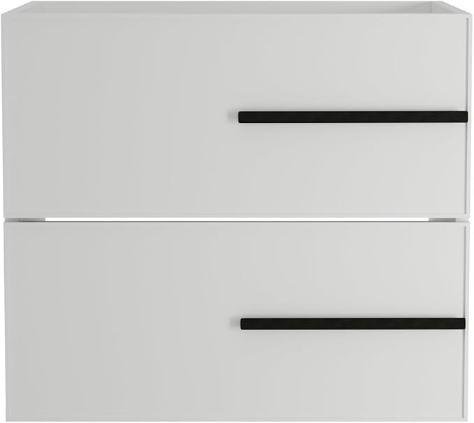 24 inch Floating Bathroom Vanity Without Sink, Space Saving Fluted Design for Small Bathrooms, Soft Closing Drawers & Black Handles White