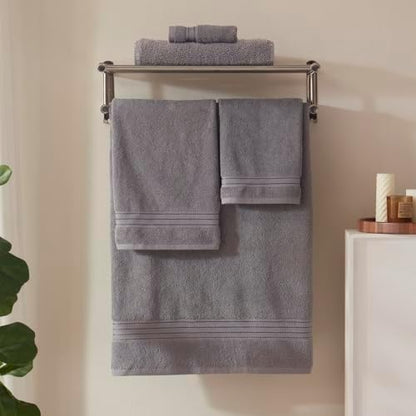 COZYART Luxury Bath Towel Set 6 Pcs, Grey 100% Turkish Cotton 650 GSM
