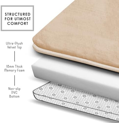 Clara Clark 2 Piece Bathroom Rugs, Velvet Memory Foam Bath Mat Set, Non-Slip Bath Rugs, Machine Wash, Dries Quickly, Ultra Soft Plush Bath Mats for Bathroom, 17 x 24 + Contour, Cream