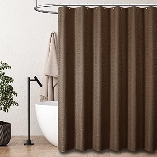 Dynamene Stall Waffle Shower Curtain 256 GSM Heavy Fabric 54x72 Brown
