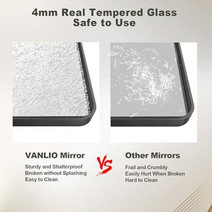 24x32 Inch Black Framed Bathroom Mirror for Wall, Matte Black Metal Wall Mirror, Black Rectangle Vanity Mirror, Tempered Glass, Anti-Rust, Hangs Vertically or Horizontally