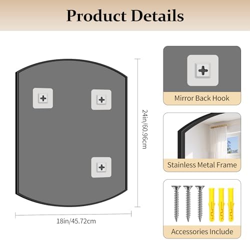 COFENY Bathroom Mirror, 18x24 Inch Black Oval Wall Mounted Mirror with Thin Metal Frame, Modern Bathroom Vanity Mirrors for Over Sink, Entryway, Living Room, Bedroom