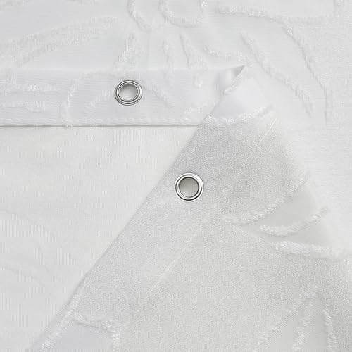 Onalasyc Floral Shower Curtain, Lace Floral Shower Curtains for Bathroom, White Sheer Shower Curtain, Flower Plants Bathroom Decor Waterproof Shower Cutain, 12 Pcs Plastic Hooks, 72 in x 72 in