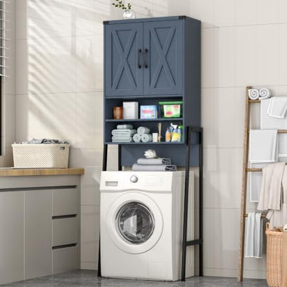 Vabches Metal Frame Over The Toilet Storage Cabinet, Blue