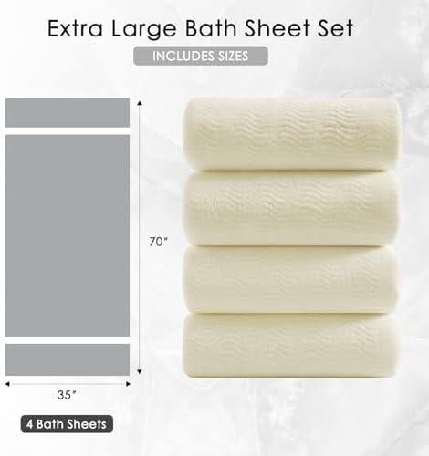 4 Piece Extra Large Bath Towel 35"x70" Oversized Bath Sheet Bath Towel Set for Bathroom Ultra Soft Cozy Highly Absorbent Quick Dry Bathroom Towel for Spa Gym Hotel,Shower Towel for Daily Use,Cream