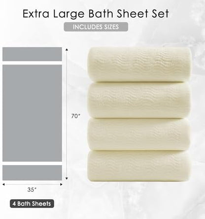 4 Piece Extra Large Bath Towel 35"x70" Oversized Bath Sheet Bath Towel Set for Bathroom Ultra Soft Cozy Highly Absorbent Quick Dry Bathroom Towel for Spa Gym Hotel,Shower Towel for Daily Use,Cream