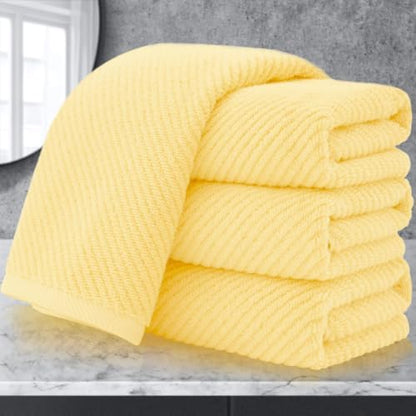 VOOVA & MOVAS Bathroom Hand Towels 4PC, 100% Cotton, 18x28 in, Yellow