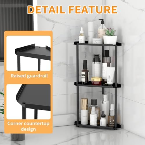 Jesginboo 3 Tier Bathroom Counter Organizer, Vanity Organizer Corner Shelf