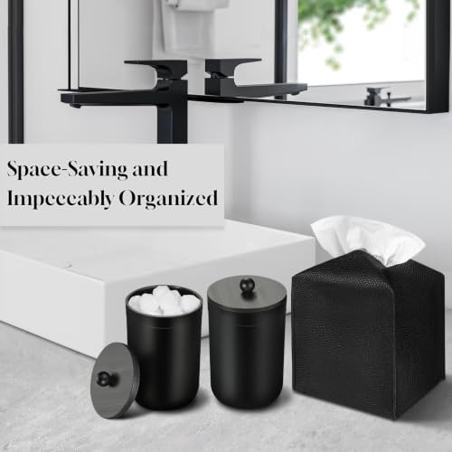 Bathroom Set, 10Pcs Bathroom Shower Curtain Sets with Hooks, Bathroom Accessories Set with Trash Can, Bathroom Accessories Sets Complete with Shower Curtain Set, Black Bathroom Accessory Set