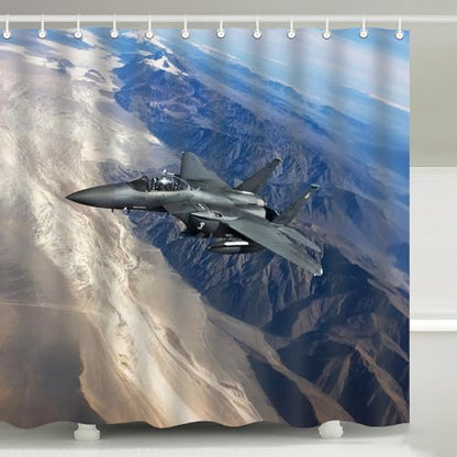 F-15 Eagle Fighter Jet US Air Force Shower Curtain with Hooks 72 x 72 Inch