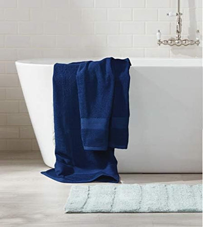 BOUTIQUO Navy Blue Towel Set - 8 Piece Bathroom Towel Set - 100% Ring Spun Cotton, 2 Bath Towel 27x54, 2 Hand Towel 16x28, 4 Washcloth 13x13 - Ultra Soft Highly Absorbent