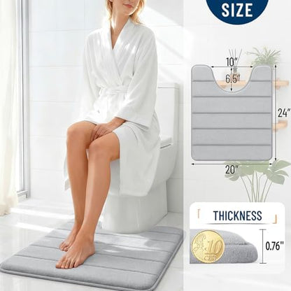 OLANLY Memory Foam Toilet Rugs U Shaped 24x20, Super Soft and Absorbent