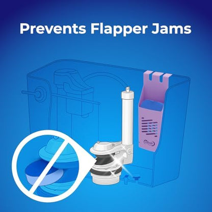 Toilet Tank Tablet Holder with Blue Toilet Bowl Tablets, 8.97 x 3.22 x 2.25 Inch Tablet Holder - Prevents Flapper Jams & Residue, Extends Life of Drop-In Cleaner Tablets (1+6)