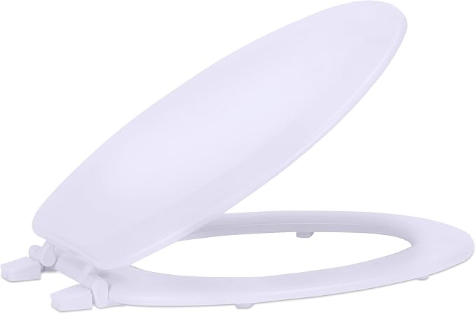 Elongated Wood Toilet Seat, White, 19 in, Fits All Elongated Size Fixtures | Toilet-Seat Construction: Contoured Seat Profile and Durable Finish Create a Polished Fixture Update.