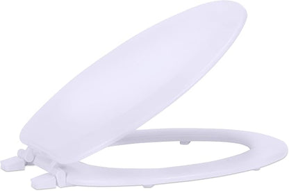 Elongated Wood Toilet Seat, White, 19 in, Fits All Elongated Size Fixtures | Toilet-Seat Construction: Contoured Seat Profile and Durable Finish Create a Polished Fixture Update.