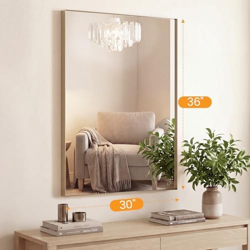 NEWBULIG 30"x36" Wall Mirror, Bathroom Mirrors for Over Sink, Gold