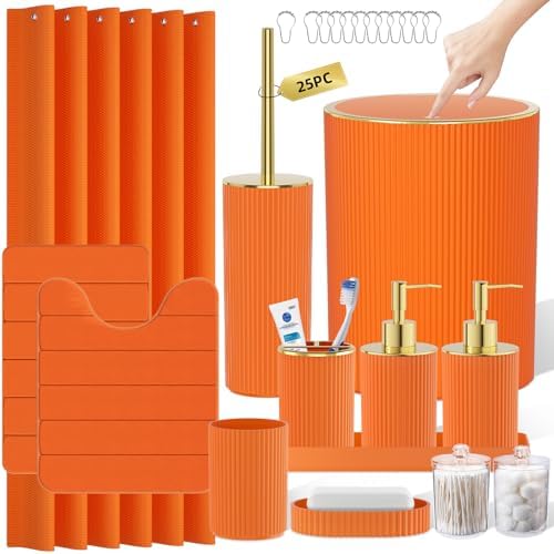 Orange Bathroom Accessories Set - Bathroom Decor Sets