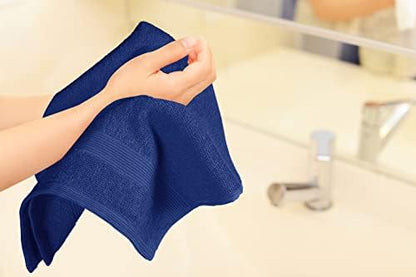 Belizzi Home Ultra Soft 6-Piece Hand Towel Set 16x28-100% Ringspun Cotton - Durable & Highly Absorbent Hand Towels - Ideal for use in Bathroom, Kitchen, Gym, Spa & General Cleaning - Navy Blue