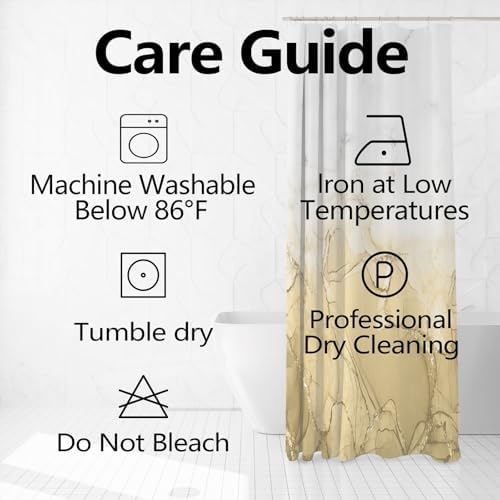 Yellow Marble Waterproof Bathroom Shower Curtain 72x72 inches