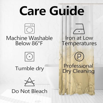 Yellow Marble Waterproof Bathroom Shower Curtain 72x72 inches