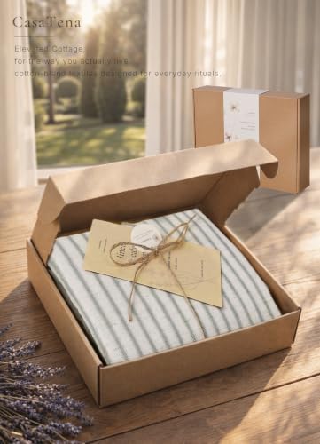 Farmhouse Striped Shower Curtain Set, Linen Blend Fabric with Detachable Polyester Liner, Breathable & Machine Washable, Rustic Sage for Bathroom Decor Standard 72" W x 72" L - Hooks Not Included