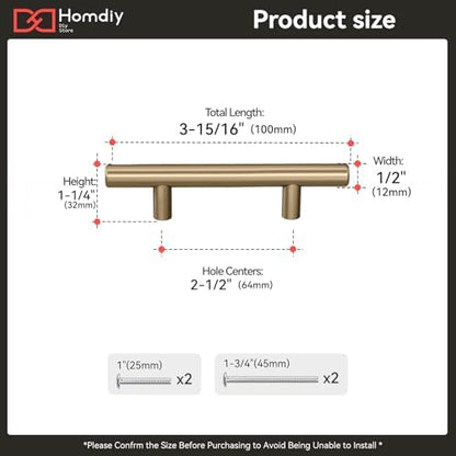 homdiy 500Pack 2-1/2in Cabinet Handles Champagne Bronze Kitchen Cabinet Pulls Drawer Pulls for Dresser Drawers