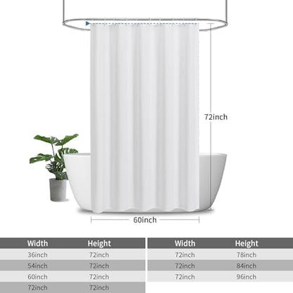 2-in-1 Fabric Shower Curtain with Waterproof Layer,60x72,White