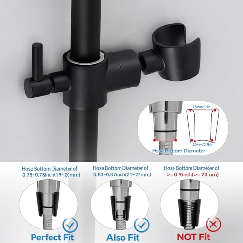 Shower Slide Bar Adjustable Handheld Shower Head Holder Wall Mount - 30inch All-Metal Shower Head Slide Bar Compatible with Bathroom Drill Free Glue Installation - Black
