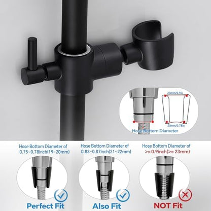 Shower Slide Bar Adjustable Handheld Shower Head Holder Wall Mount - 30inch All-Metal Shower Head Slide Bar Compatible with Bathroom Drill Free Glue Installation - Black