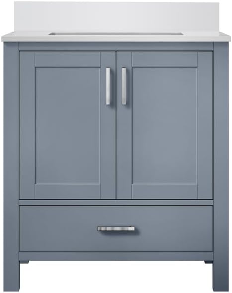 Jacques 30 in. W x 22 in. D Dark Grey Bath Vanity and White Quartz Top