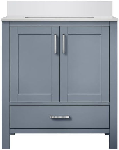 Jacques 30 in. W x 22 in. D Dark Grey Bath Vanity and White Quartz Top